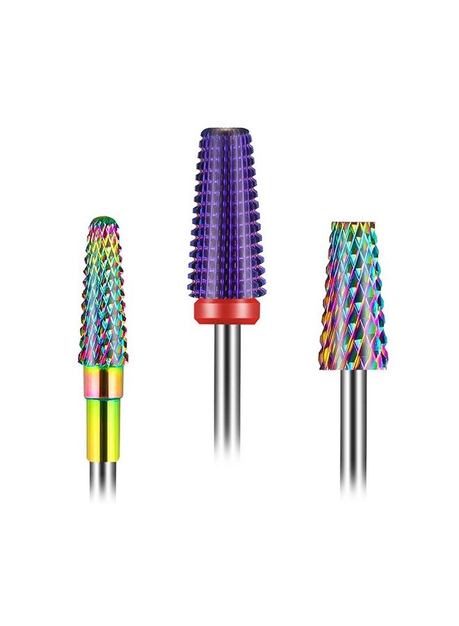 Depvko [Upgraded]Depvko 3Pcs Nail Drill Bits Set for Nails 3/32 Inches, 5 in 1 Tapered Barrel and Cone Shape Carbide Nail Drill Bits for Acrylic or Gel Remover - Image 1