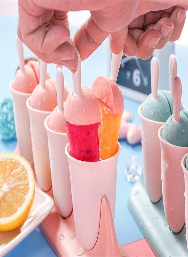 LISHER Ice Candy Maker Kulfi Mould Set Plastic Popsicle Tray with Stick Holder, Reusable Ice Cream & Juice Pops Mold for Kids DIY Frozen Treats, Easy Release (8 Cavities) - Image 2