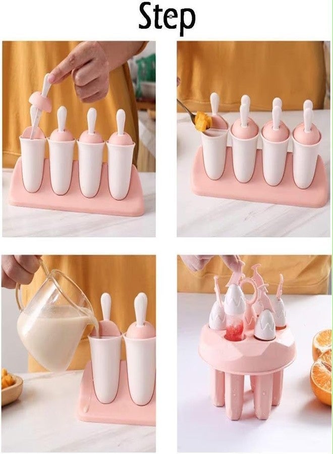 LISHER Ice Candy Maker Kulfi Mould Set Plastic Popsicle Tray with Stick Holder, Reusable Ice Cream & Juice Pops Mold for Kids DIY Frozen Treats, Easy Release (8 Cavities) - Image 4