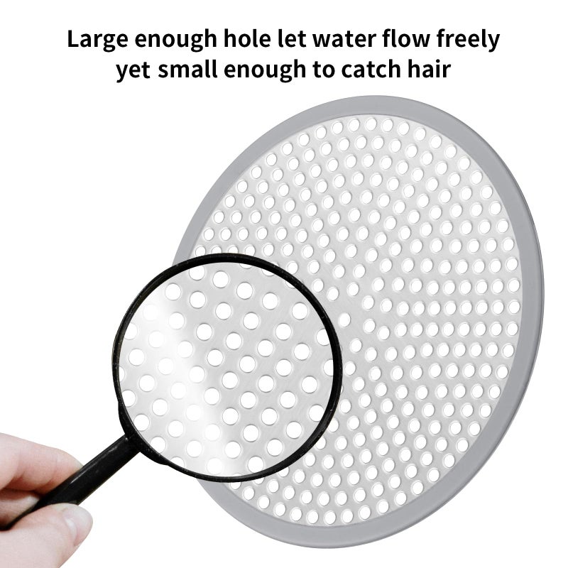 Ohtomber Shower Drain Hair Catcher - 2PCS 4.72â€ Shower Stall Sink Drain Cover Strainer, Stainless Steel Bathtub Hair Filter Trap Stopper, Bathroom Floor Screen Protector with Silicone Rim - Image 3