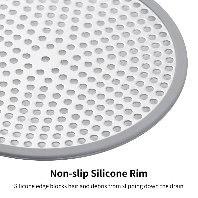 Ohtomber Shower Drain Hair Catcher - 2PCS 4.72â€ Shower Stall Sink Drain Cover Strainer, Stainless Steel Bathtub Hair Filter Trap Stopper, Bathroom Floor Screen Protector with Silicone Rim - Image 4