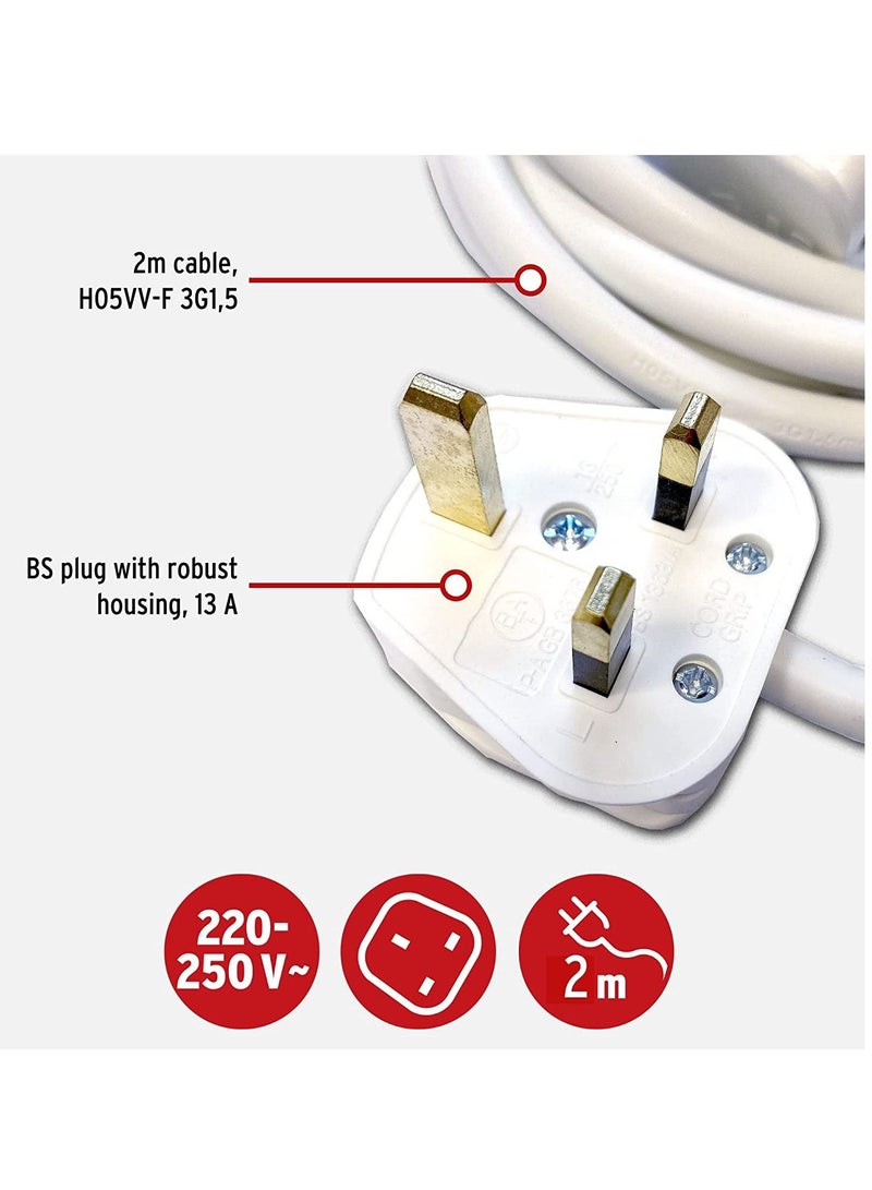 Brennenstuhl 2m Extension cable for indoor use perfect for home and office with 13A BS plug, White - Image 3