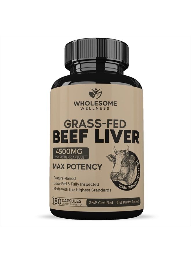 Wholesome Wellness Grass Fed Desiccated Beef Liver Capsules (180 Pills, 750mg Each) - Natural Iron, Vitamin A, B12 for Energy - Humanely Pasture Raised Undefatted in New Zealand Without Hormones or Chemicals - Image 3