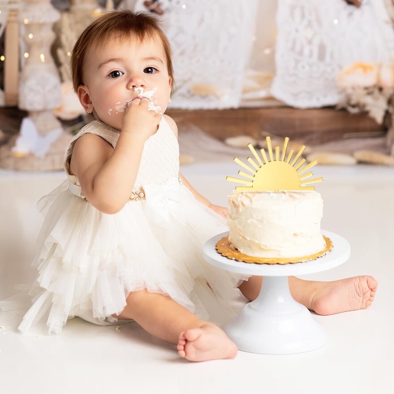 Huray Rayho Sun Acrylic Cake Topper Boho Theme Mirror Cake Topper for Photo Booth Props You Are My Sunshine Birthday Party Supplies First Trip Around the Sun Party Decoration - Image 5