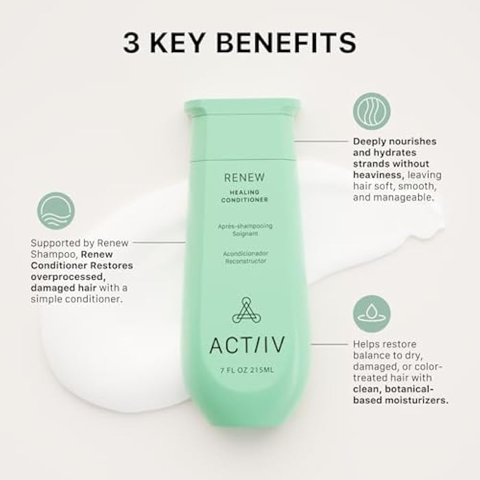 ACTIIV بلسم الشفاء ACTIIV Renew (للجنسين) | يحسن مظهر الشعر، يرطب ويقوي الشعر، يشفي الشعر التالف والمُعالج بشكل مفرط، نباتي، آمن للألوان، لجميع أنواع الشعر - Image 3