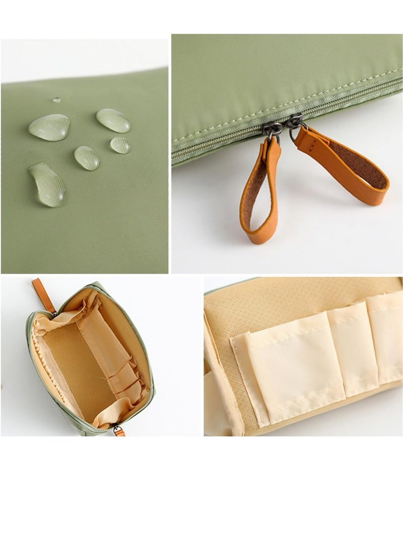 SOLARAE حقيبة مكياج للسفر، حقائب تجميل بسعة كبيرة للنساء، حقيبة مستحضرات تجميل محمولة مقاومة للماء تفتح بشكل مسطح، منظم مكياج مع فاصل ومقبض (وردي + أخضر) - Image 5