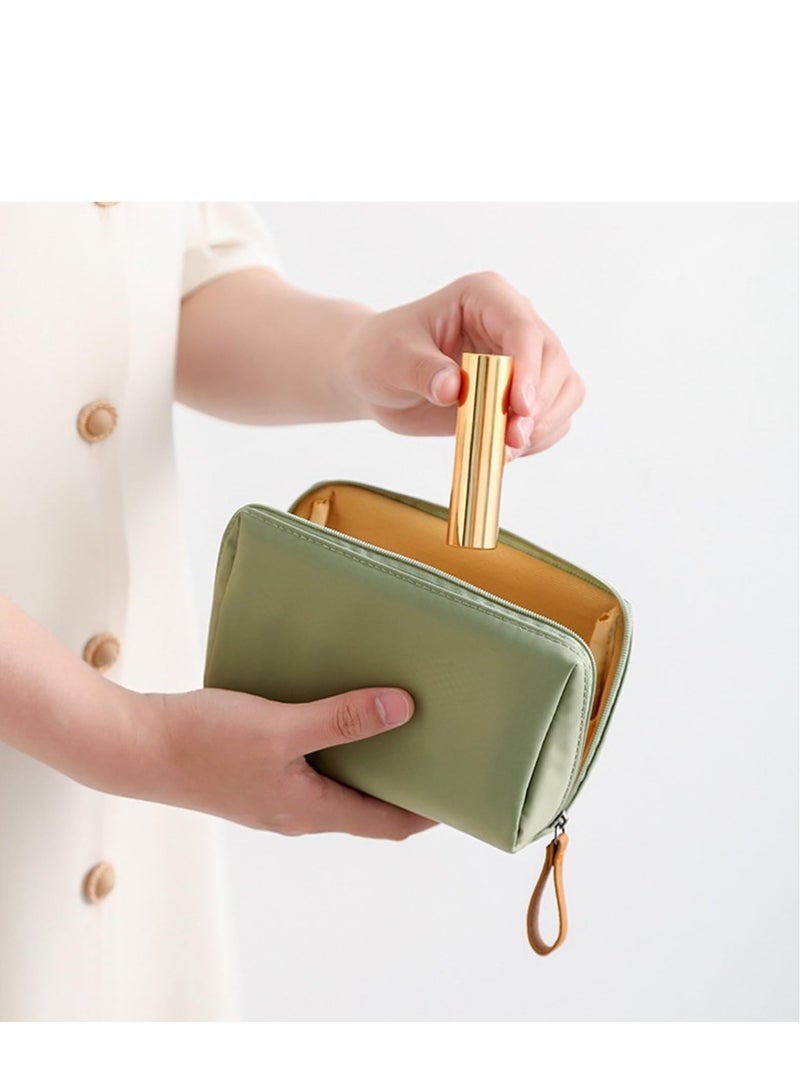 SOLARAE حقيبة مكياج للسفر، حقائب تجميل بسعة كبيرة للنساء، حقيبة مستحضرات تجميل محمولة مقاومة للماء تفتح بشكل مسطح، منظم مكياج مع فاصل ومقبض (وردي + أخضر) - Image 4