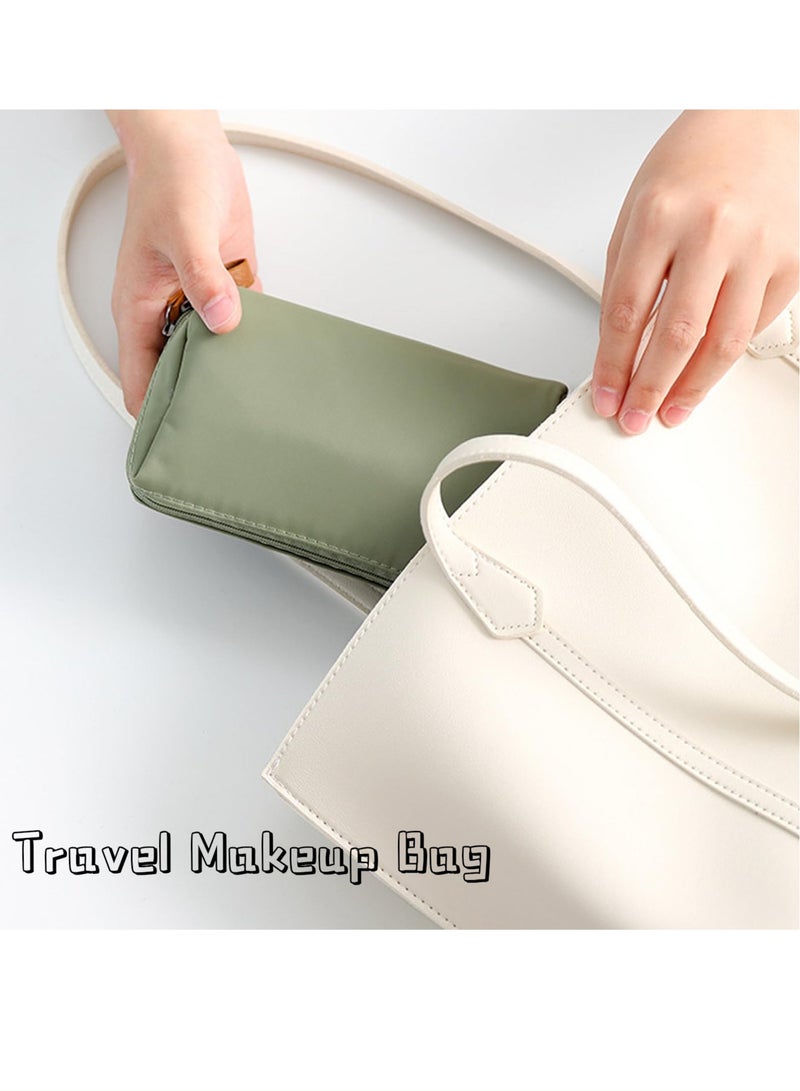SOLARAE حقيبة مكياج للسفر، حقائب تجميل بسعة كبيرة للنساء، حقيبة مستحضرات تجميل محمولة مقاومة للماء تفتح بشكل مسطح، منظم مكياج مع فاصل ومقبض (وردي + أخضر) - Image 3