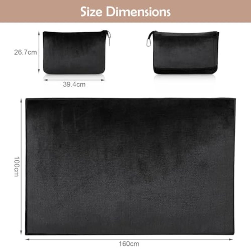 Travel Blanket and Pillow, Premium Soft 2 in 1 Airplane Blanket with Soft Bag Pillowcase, Hand Luggage Sleeve and Backpack Clip - Image 2