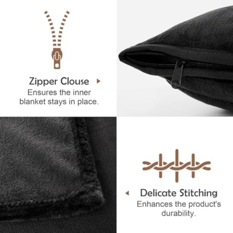 Travel Blanket and Pillow, Premium Soft 2 in 1 Airplane Blanket with Soft Bag Pillowcase, Hand Luggage Sleeve and Backpack Clip - Image 5