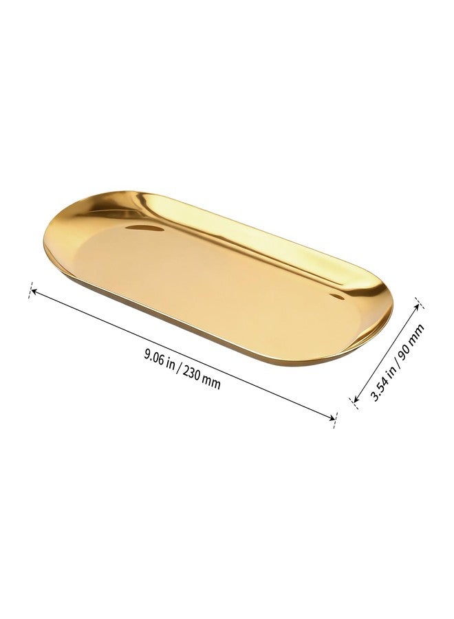 SHEUTSAN Gold Decorative Tray, 9x3 Inch Stainless Steel Serving Tray, Bathroom Cosmetics Organizer, 10 Pack - Image 2