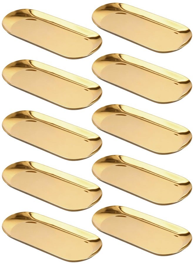 SHEUTSAN Gold Decorative Tray, 9x3 Inch Stainless Steel Serving Tray, Bathroom Cosmetics Organizer, 10 Pack - Image 1