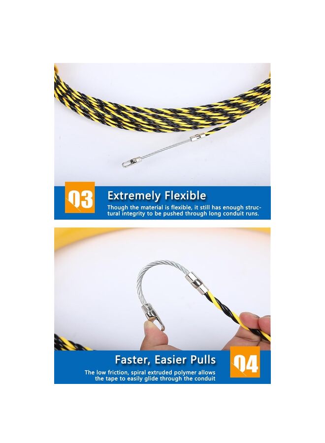 Electrical Fish Tape Fish tape Wire Puller Diameter 3 Wires Twisted with Guide Spring Optimized Housing and Handle Wire Threader Wire Puller?4mm*30m? (Size : 30M) - Image 3