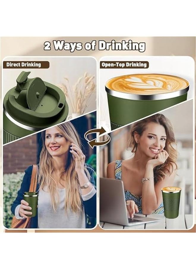 HOOKOR Coffee Travel Mug 510ML, Insulated Coffee Mug with Lid, Leakproof Coffee Thermos, Coffee Tumbler for Hot&Cold Drinks, Stainless Steel Reusable Thermal Cup for Men Women (Green)  - Image 3