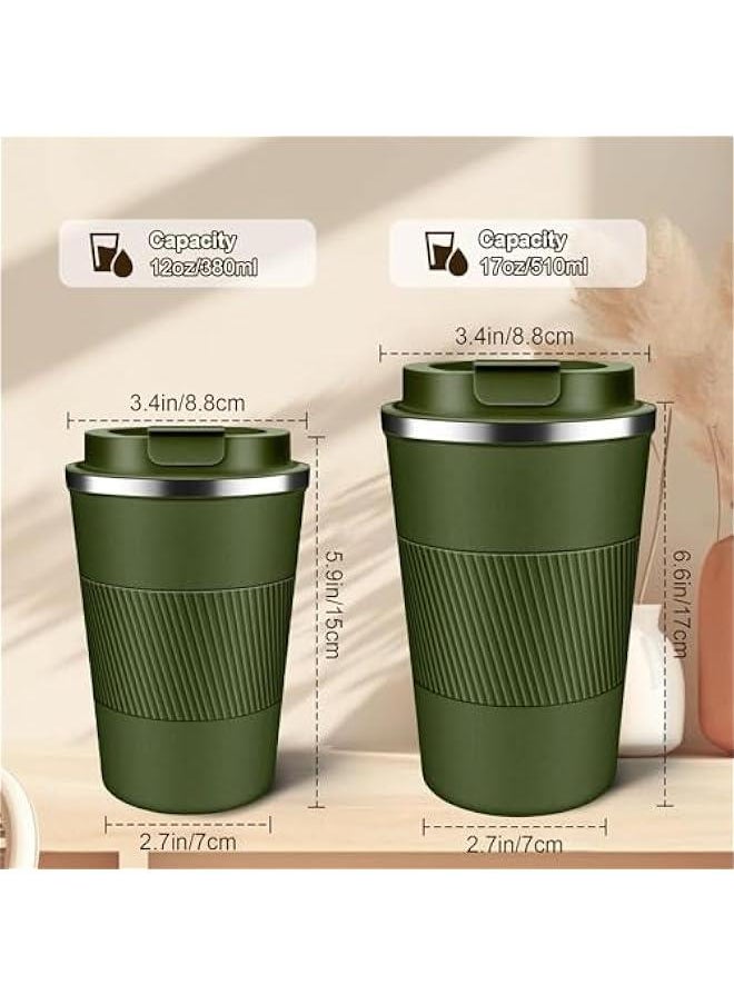 HOOKOR Coffee Travel Mug 510ML, Insulated Coffee Mug with Lid, Leakproof Coffee Thermos, Coffee Tumbler for Hot&Cold Drinks, Stainless Steel Reusable Thermal Cup for Men Women (Green)  - Image 5