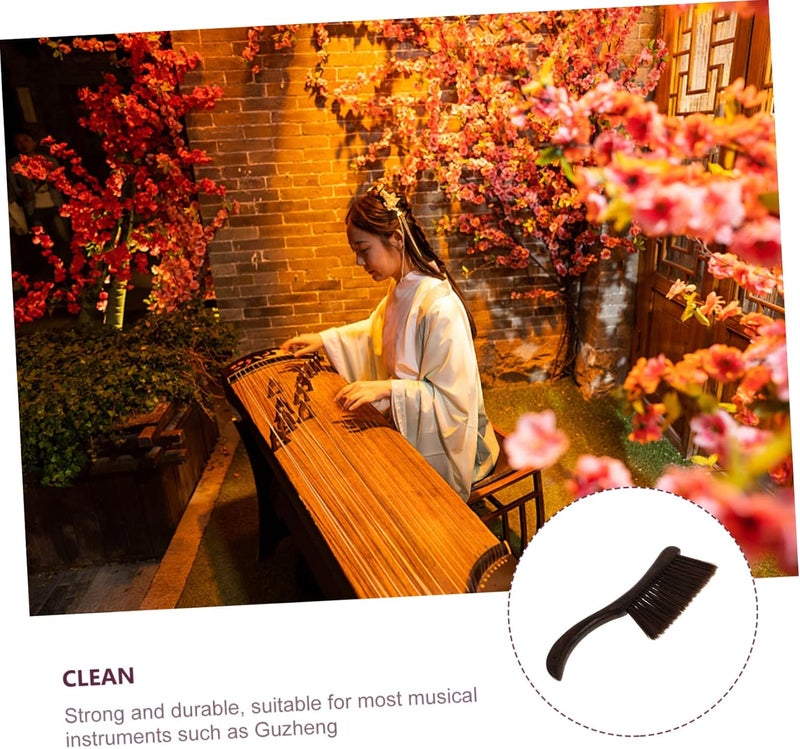 Abaodam Guzheng Cleaning Brush with Soft Bristles Durable Handle Dust Removal Tool for Guzheng and Dulcimer Instruments Dark Brown Color - Image 2