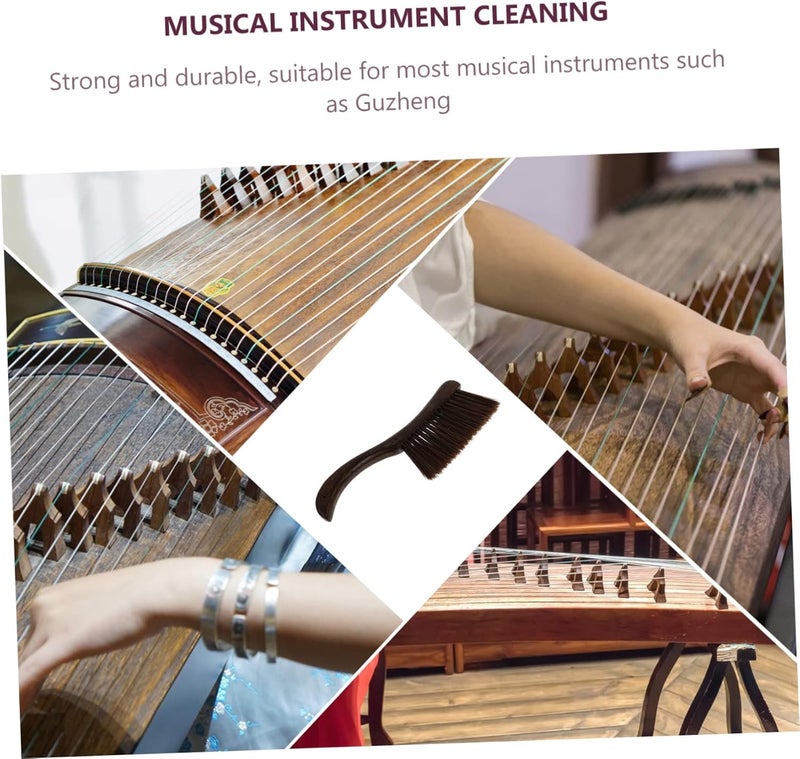 Abaodam Guzheng Cleaning Brush with Soft Bristles Durable Handle Dust Removal Tool for Guzheng and Dulcimer Instruments Dark Brown Color - Image 3