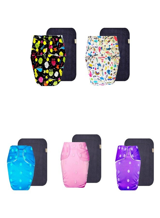 حفاضات دمبلدو القماشية الممتازة مع حشوة رمادية (عبوة من 5) | شعور بالجفاف والراحة | مانعة للتسرب | مناسبة للسفر | للاستخدام طوال اليوم | من 3 أشهر إلى 3 سنوات | للجنسين - Image 1