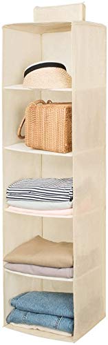Flipco Hanging Closet OrganizerSweater Sock Organizer with a Hook and LoopsCollapsible Storage Shelves for Clothes Pants and Shoes 5 Shelf - Image 1