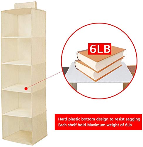 Flipco Hanging Closet OrganizerSweater Sock Organizer with a Hook and LoopsCollapsible Storage Shelves for Clothes Pants and Shoes 5 Shelf - Image 4