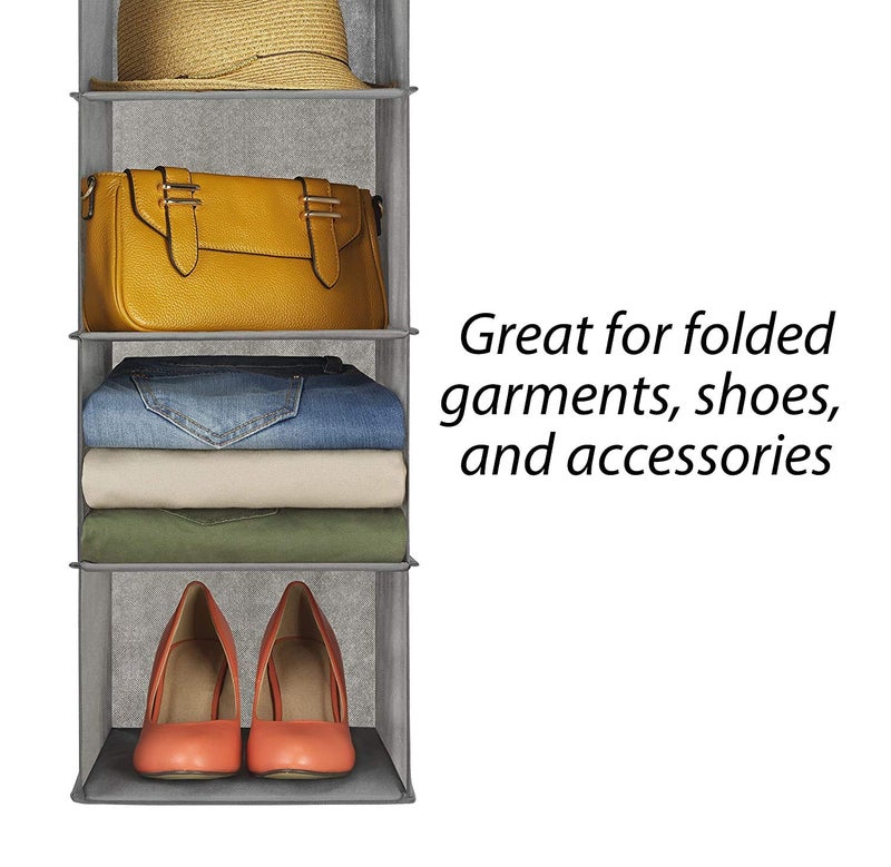 Flipco Hanging Closet OrganizerSweater Sock Organizer with a Hook and LoopsCollapsible Storage Shelves for Clothes Pants and Shoes 5 Shelf - Image 3