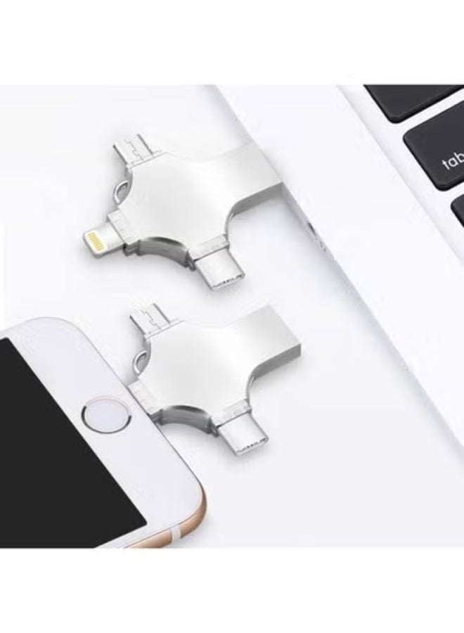 TIGER High-Speed 4-in-1 OTG USB Flash Drive 16GB – Portable Memory Stick with Type-C, Lightning, Micro USB & USB 3.0 Connectors, Compatible with iPhone, iPad, Android Smartphones, Tablets & PC, Plug-and-Play Data Storage Solution, Secure & Compact Design - Image 1
