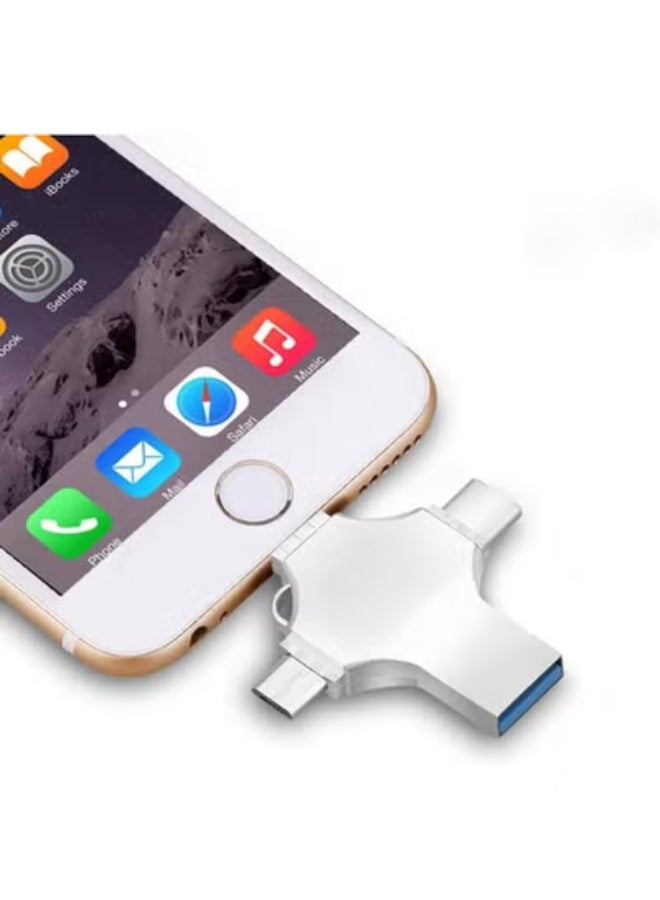 TIGER High-Speed 4-in-1 OTG USB Flash Drive 16GB – Portable Memory Stick with Type-C, Lightning, Micro USB & USB 3.0 Connectors, Compatible with iPhone, iPad, Android Smartphones, Tablets & PC, Plug-and-Play Data Storage Solution, Secure & Compact Design - Image 3