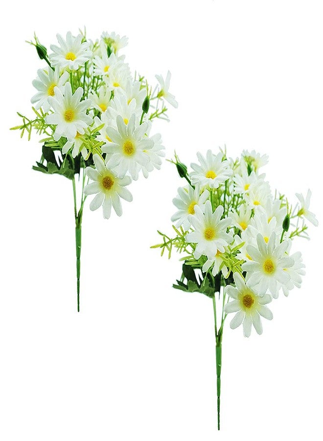 SaktopDeco 2 Bouquet Daisies Artificial Flowers White Daisy Fake Silk Flower Arrangements for Home Wedding Decoration - Image 1