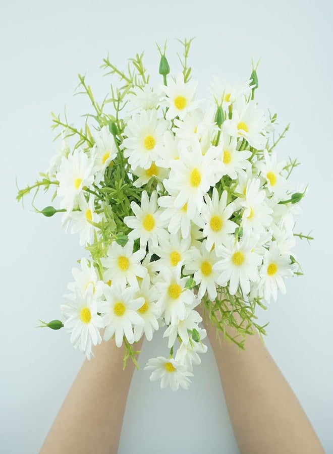 SaktopDeco 2 Bouquet Daisies Artificial Flowers White Daisy Fake Silk Flower Arrangements for Home Wedding Decoration - Image 4