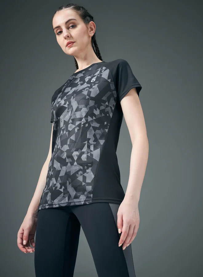 Technosport Technosport Women Abstract Print Slim Fit Top