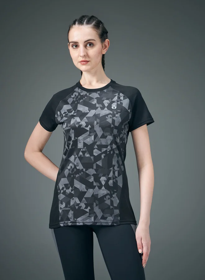 Technosport Technosport Women Abstract Print Slim Fit Top