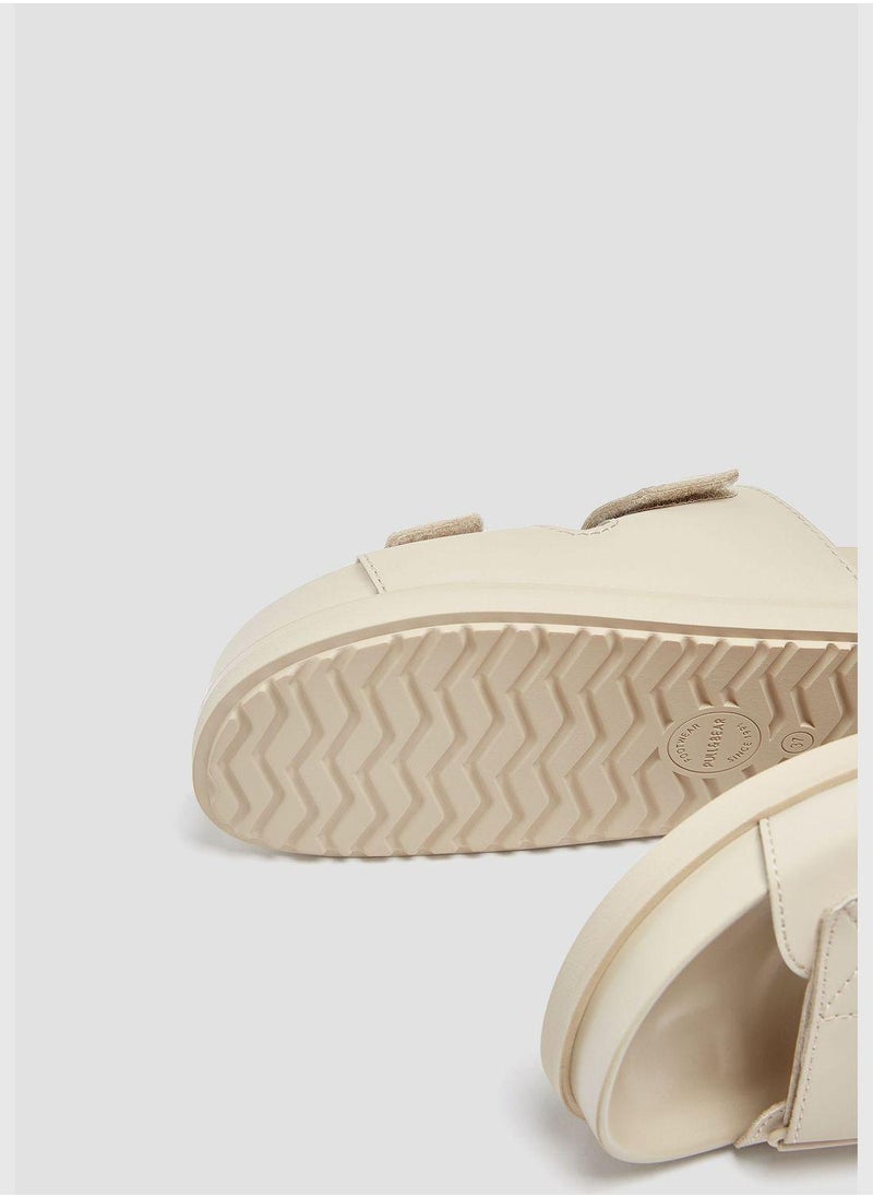 Flat Hook-And-Loop Strap Sandals