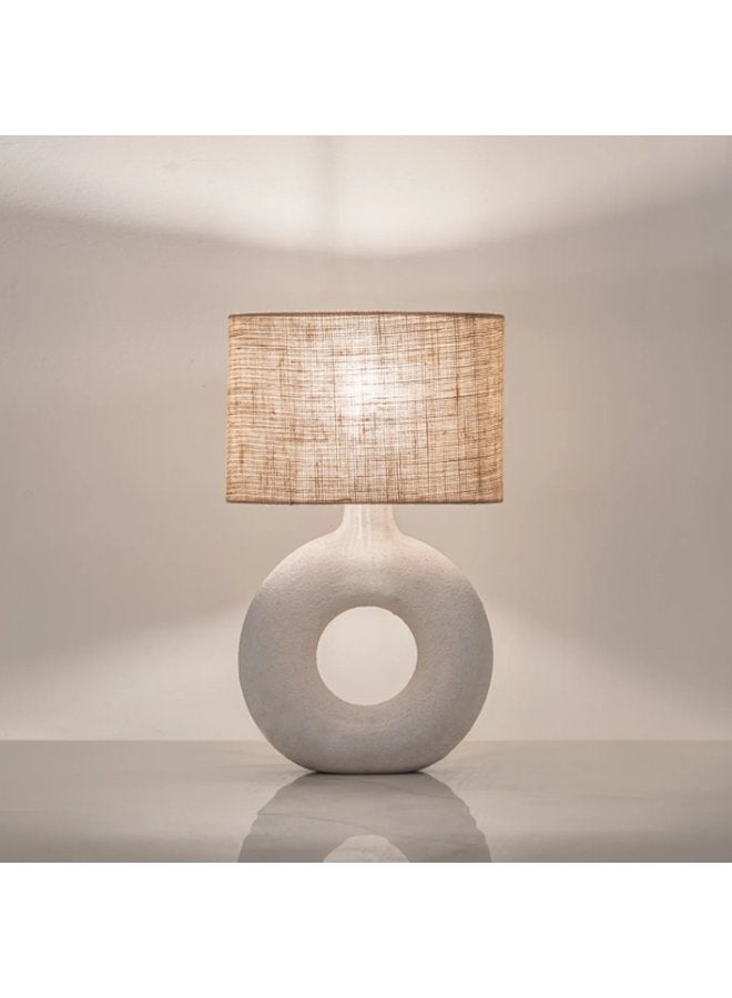 Y-LIGHTS YL-T-556-BI Boho Shaded Table Lamp-Dimensions:51(H)(L)(D) \ Color -White and Dark Beige