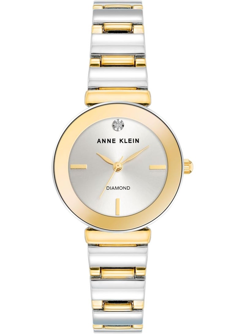 ANNE KLEIN ساعة أن كلاين للنساء بقرص ماسي حقيقي وسوار - Image 4