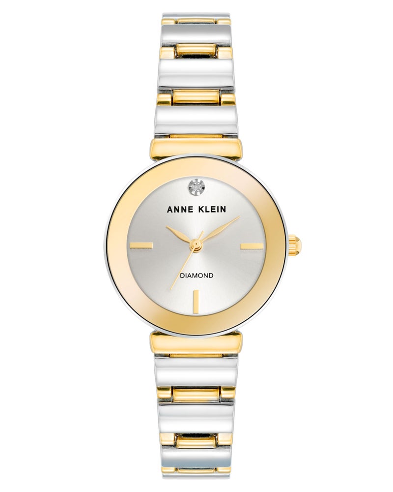 ANNE KLEIN ساعة أن كلاين للنساء بقرص ماسي حقيقي وسوار - Image 1