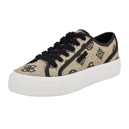 Guess Women's JELEXA Sneaker, Light Natural/Black Logo 111, 9.5 - Image 1