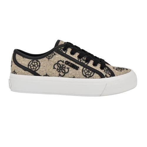 Guess Women's JELEXA Sneaker, Light Natural/Black Logo 111, 9.5 - Image 5