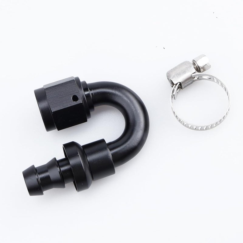 AC PERFORMANCE 180 Degree Female -6 AN to 3/8" Push Lock Hose End Barb Fitting, Black - Image 3