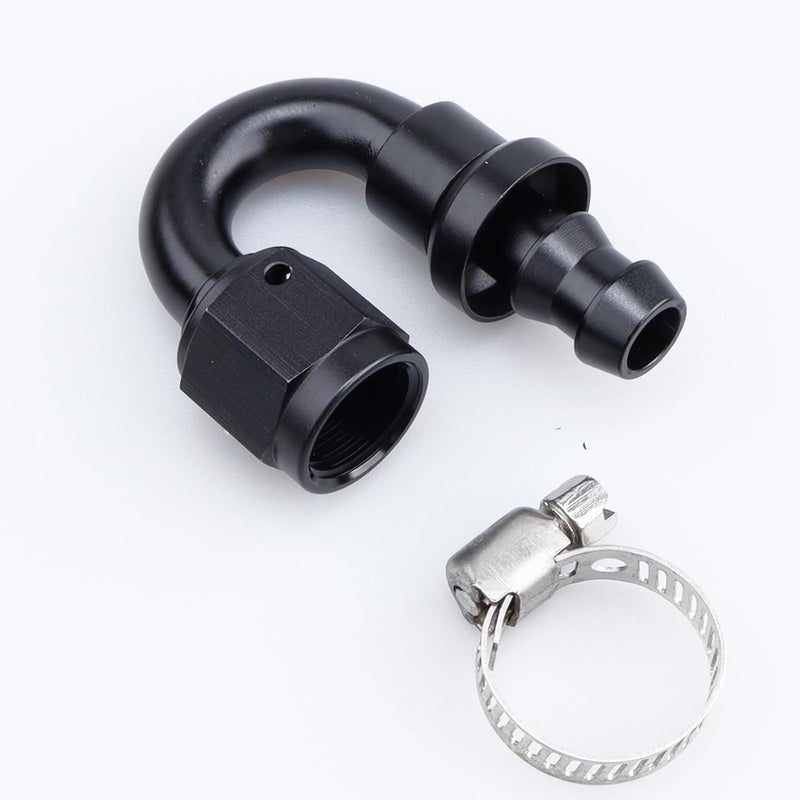 AC PERFORMANCE 180 Degree Female -6 AN to 3/8" Push Lock Hose End Barb Fitting, Black - Image 2