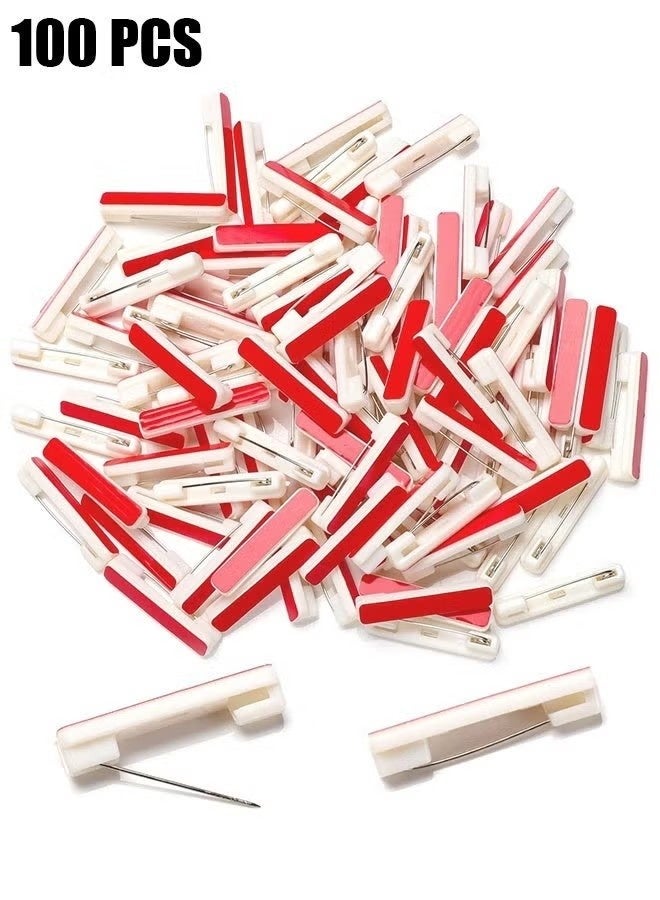 100PCS White Safety Pin Bar with Adhesive, badge pin backs, name tag pinsWhite Adhesive Safety Pins Back, Adhesive Bar Pins for ID Badge Crafting Parts, back safety bar pins, Best name tag pins available - Image 1