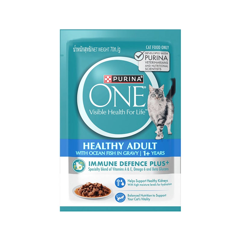 Purina One Healthy Adult with Ocean Fish Cat Food Pouch - 70 g