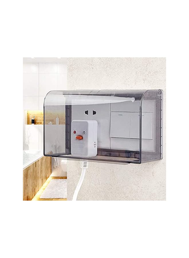 promass Sticky Style Switch Socket Cover Double- Position Waterproof Cover Wall Switch Socket Face Plate Panel Box Guard Case Protector (Black) (Black) - Image 5