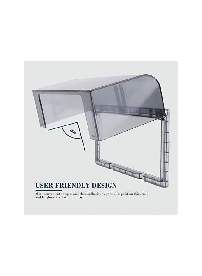 promass Sticky Style Switch Socket Cover Double- Position Waterproof Cover Wall Switch Socket Face Plate Panel Box Guard Case Protector (Black) (Black) - Image 3