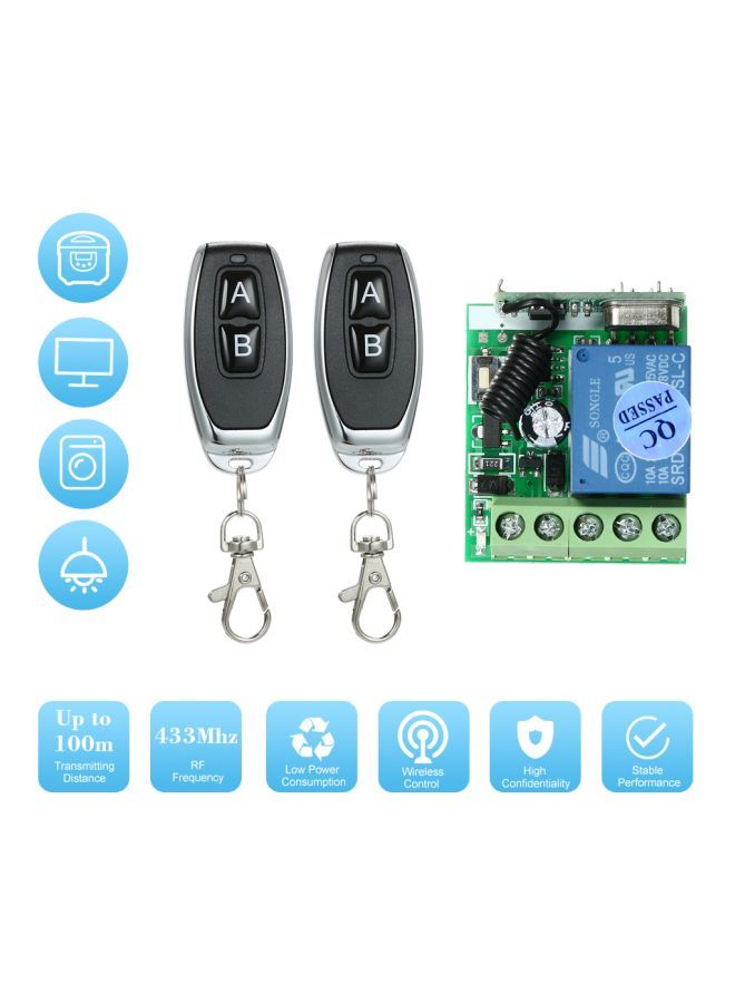 NIBEMINENT 4-Piece Wireless Remote Control Switch Set Black/Silver  - Image 3