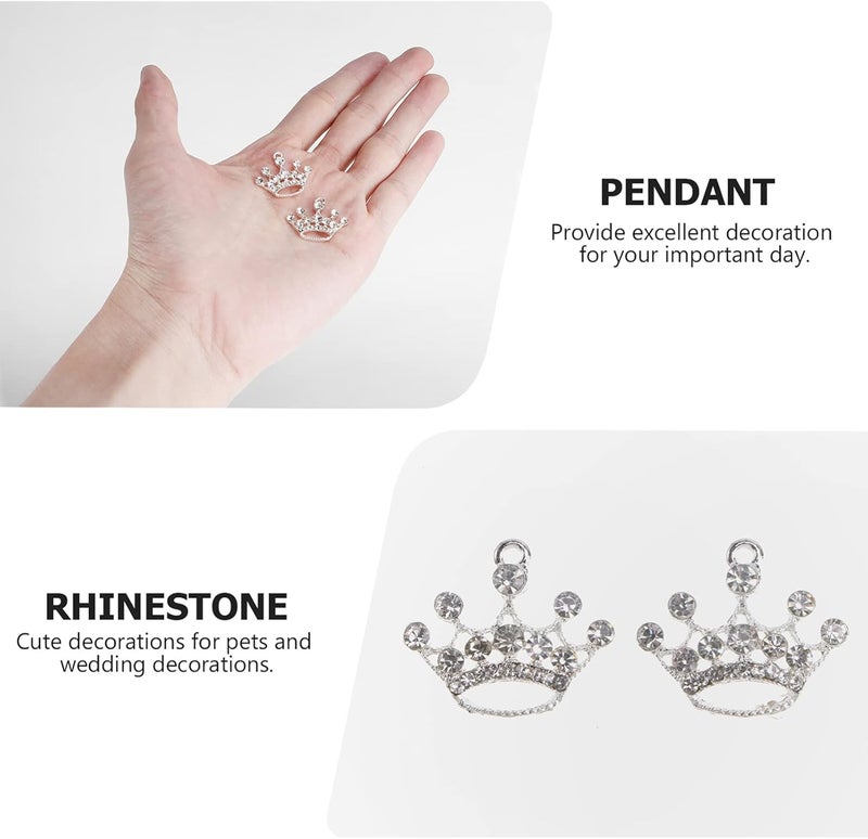 comfrt 10pcs Crown Charm Pendant Vintage Alloy Tiara Miniature Ornament Crystal Rhinestone Embellishment for Jewelry Making Craft - Image 4