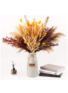 Y&D Dried Pampas Grass 100 Pcs Boho Natural Flowers Arrangements eucalyptus wheat Billy ball Bunny Tails for Home Decor Flower Living Room Balcony Wedding Party  - Image 1