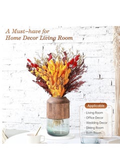 Y&D Dried Pampas Grass 100 Pcs Boho Natural Flowers Arrangements eucalyptus wheat Billy ball Bunny Tails for Home Decor Flower Living Room Balcony Wedding Party  - Image 2
