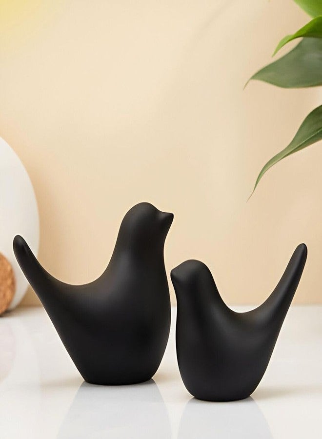 CHULO POLYRESIN Creative Black Birds Matte Figurines Bird Statue Home Decorations Accessories (Pack of 2, Black) - Image 1