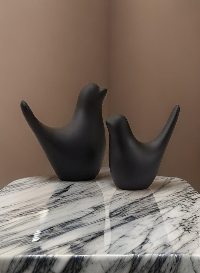 CHULO POLYRESIN Creative Black Birds Matte Figurines Bird Statue Home Decorations Accessories (Pack of 2, Black) - Image 4