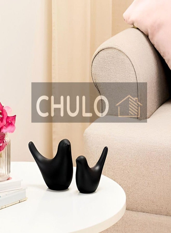 CHULO POLYRESIN Creative Black Birds Matte Figurines Bird Statue Home Decorations Accessories (Pack of 2, Black) - Image 2